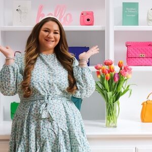 NEW Storia Blue Floral Print Waist Tie Dress